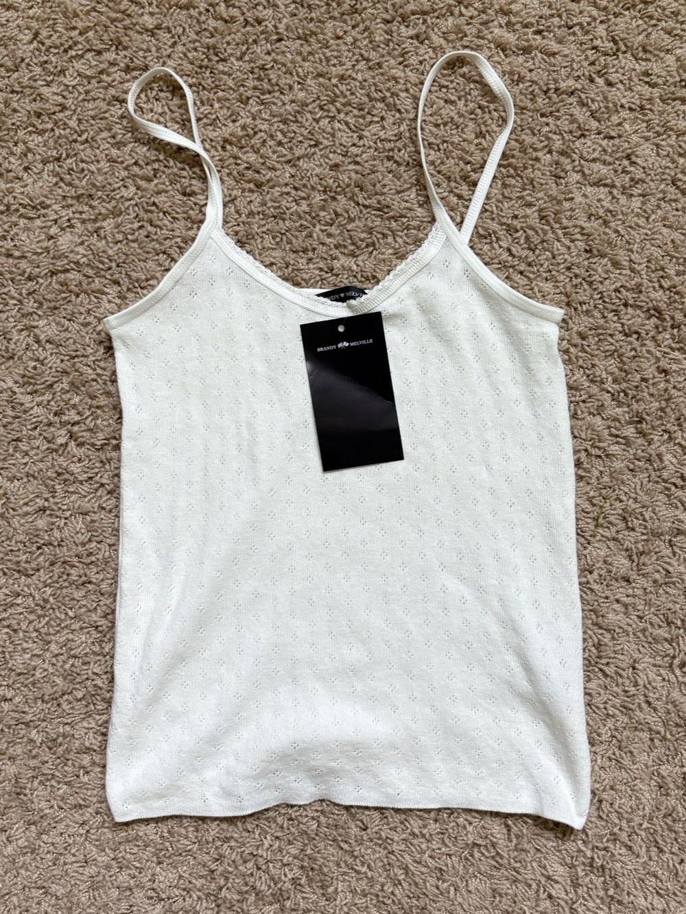 Brandy Melville White Eyelet Cami Tank Top NWT